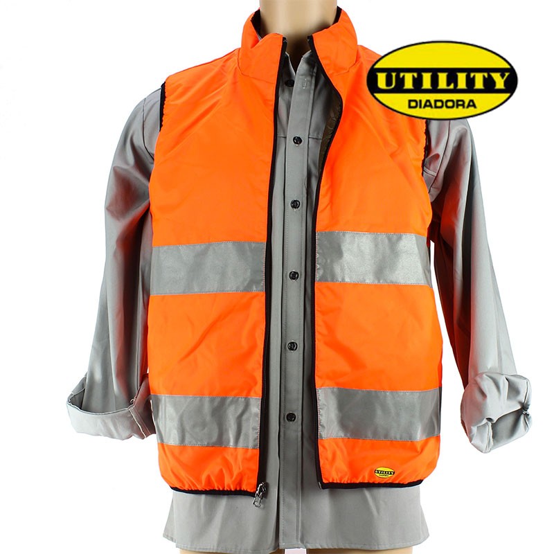 GILET DE SECURITE ORANGE REVERSIBLE VERT KAKI